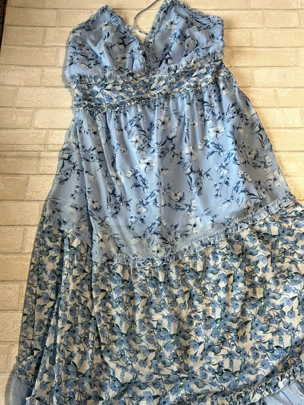 Arula Light Blue Floral Maxi Dress with Spaghetti Straps - Picture 2 of 7